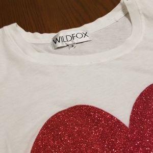 Wildfox tee shirt red glitter heart C208:4:518